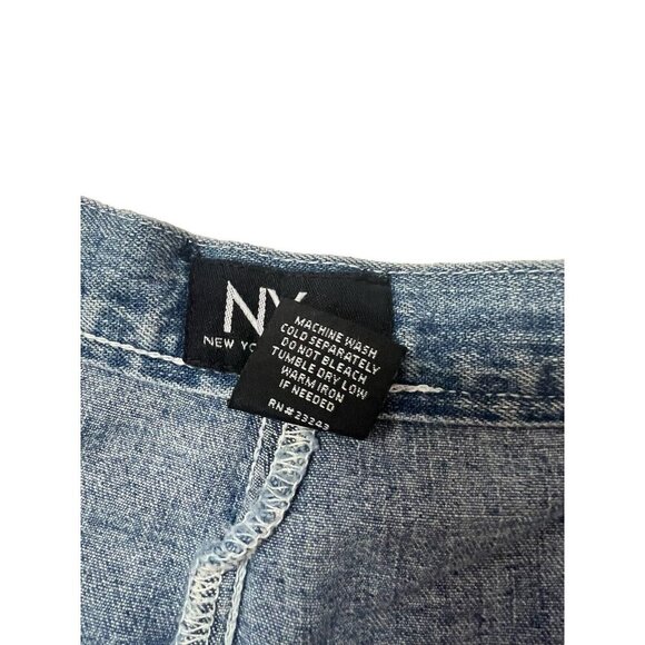 Vtg Skort Button Snap Front Denim Jean Mini Skirt Sz 16 90s Y2K Sporty Grunge - Picture 7 of 10